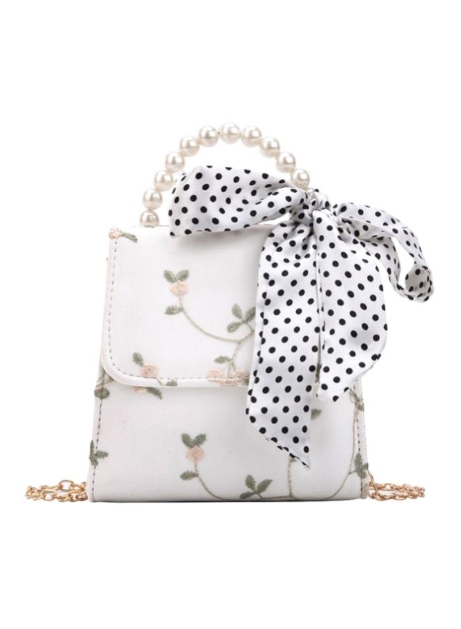 Floral Printed Crossbody Bag White  - Image 1