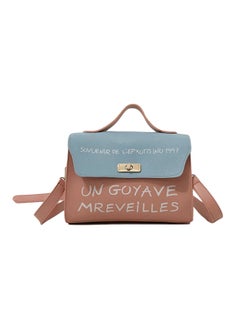 Quote Printed Satchel Bag Pink/Grey