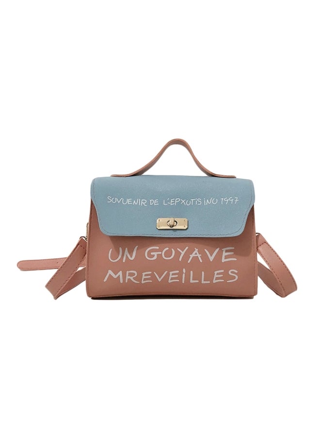 Generic - Quote Printed Satchel Bag Pink/Grey - Image 1