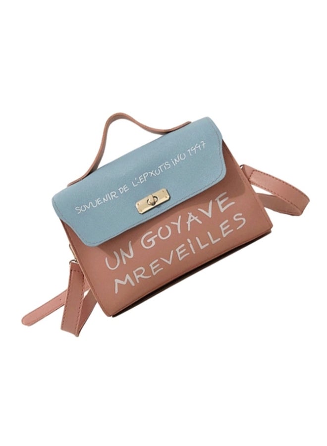 Generic - Quote Printed Satchel Bag Pink/Grey - Image 1