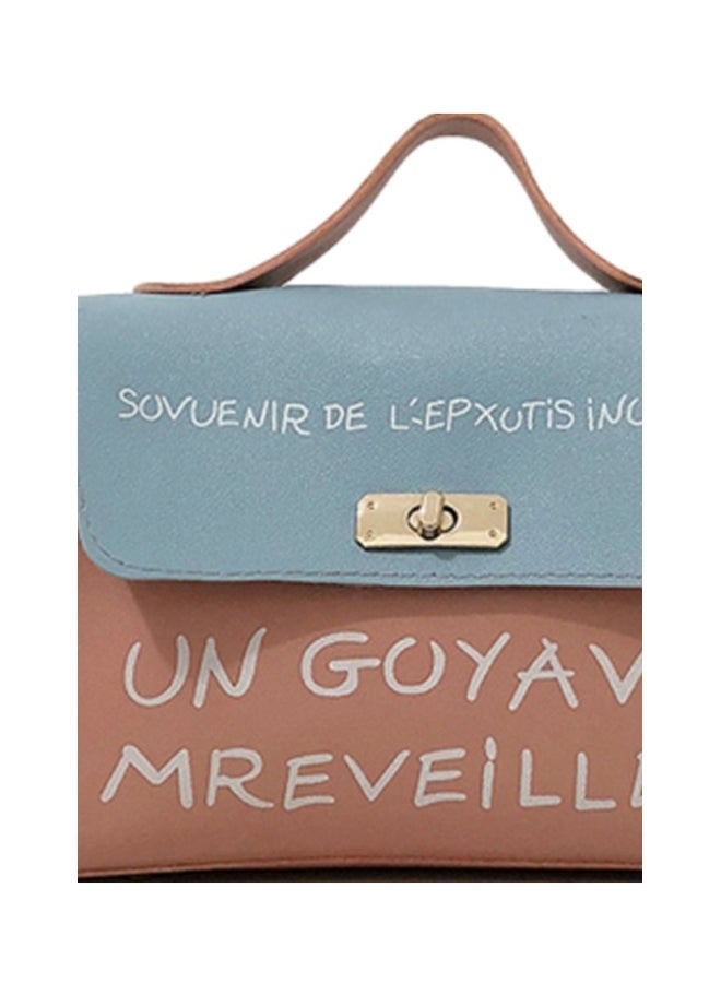 Generic - Quote Printed Satchel Bag Pink/Grey - Image 1