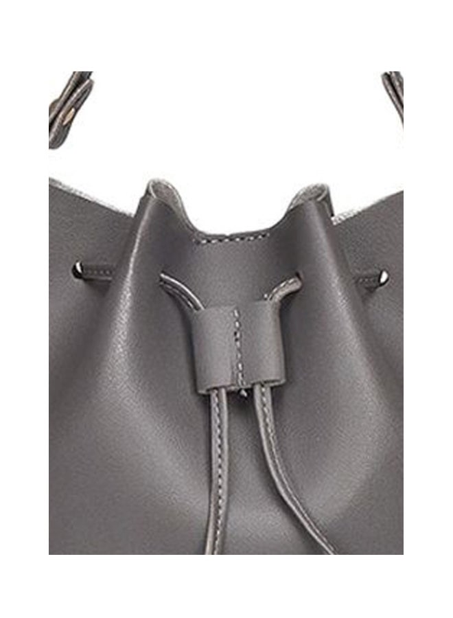 Tassel Decor Bucket Bag Dark Grey/Gold - Image 3