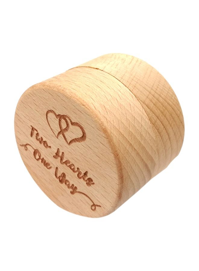 Wooden Round Wedding Ring Box Brown 5.2x5.2x4.2cm  - Image 1