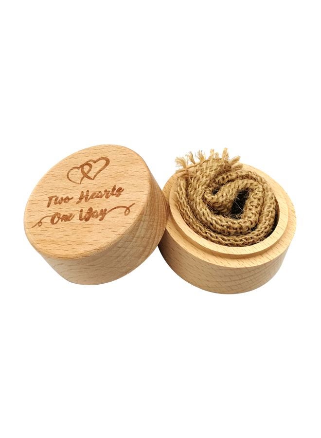 Wooden Round Wedding Ring Box Brown 5.2x5.2x4.2cm  - Image 2