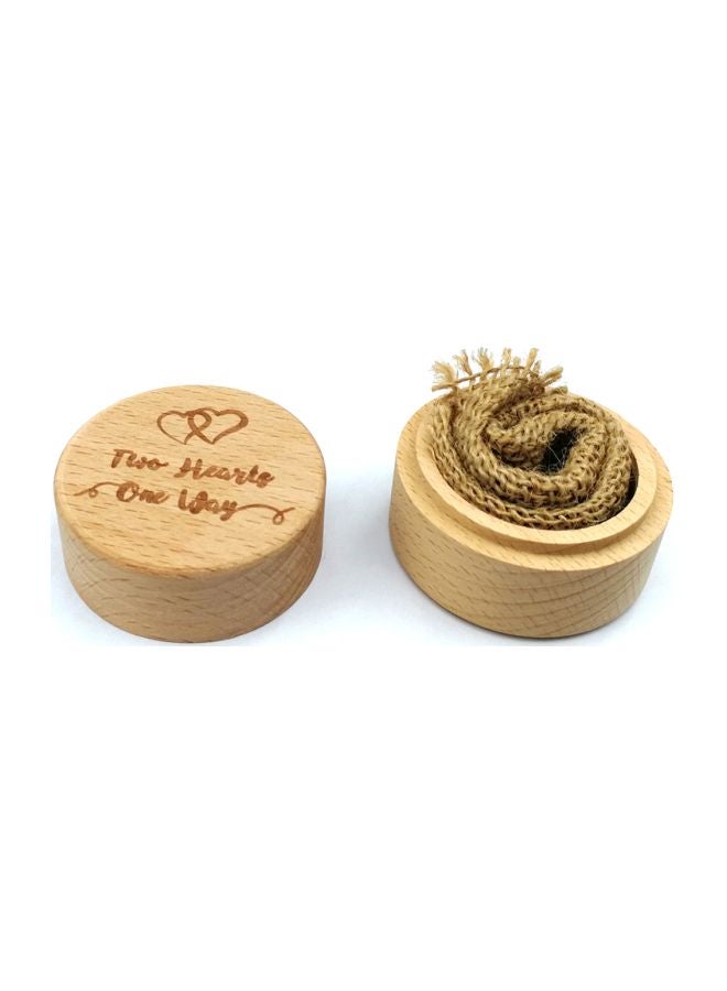Wooden Round Wedding Ring Box Brown 5.2x5.2x4.2cm  - Image 3