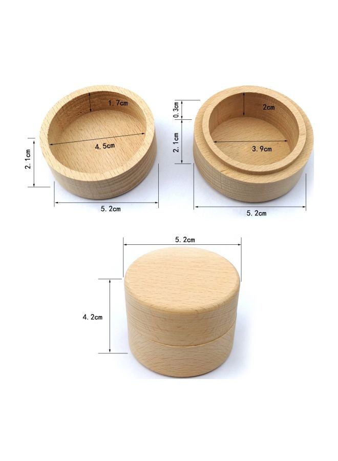 Wooden Round Wedding Ring Box Brown 5.2x5.2x4.2cm  - Image 4