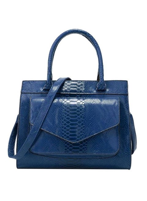 Snake Pattern Patchwork Design Crossbody Bag Blue