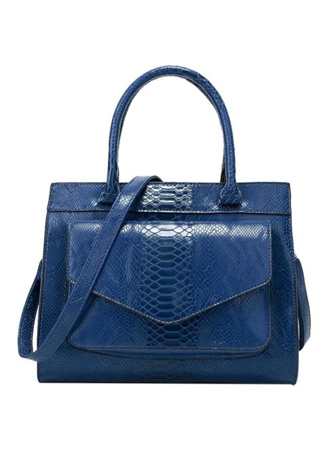 Snake Pattern Patchwork Design Crossbody Bag Blue
