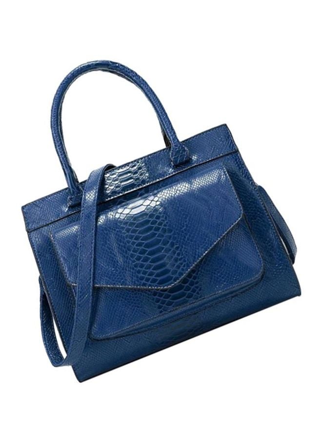 Snake Pattern Patchwork Design Crossbody Bag Blue