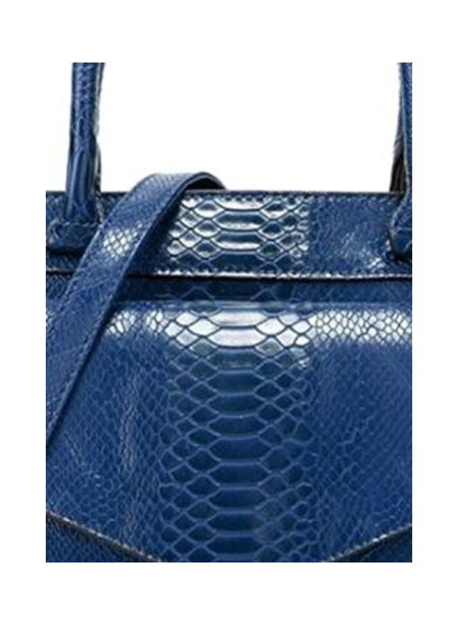 Snake Pattern Patchwork Design Crossbody Bag Blue