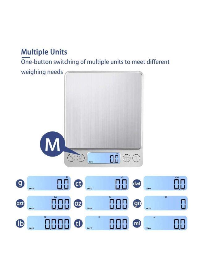 Digital Kitchen Scale Silver 5x4x0.6inch - Image 2