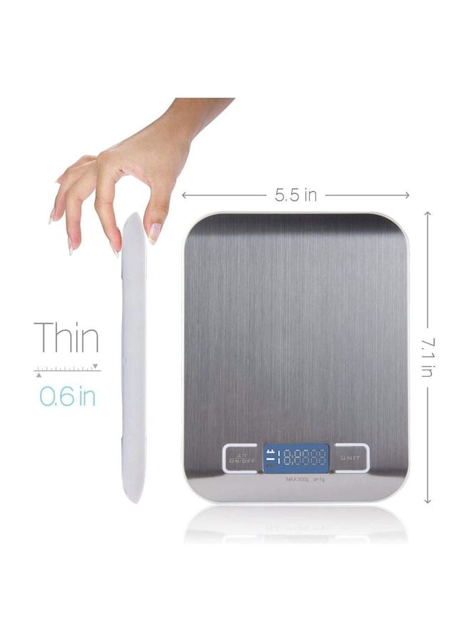 Digital Kitchen Scale Silver 5.5x7.1x.6inch - Image 3