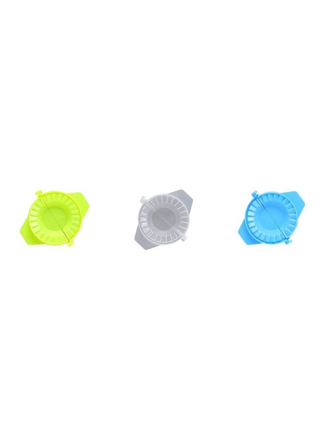3-Piece Manual Plastic Dumpling Mould Set Green/Blue/Grey 105x90mm