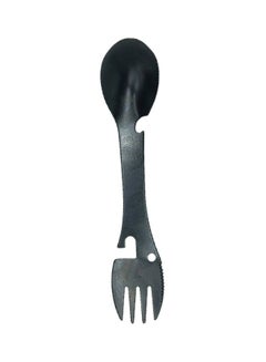 3-In-1 Stainless Steel Opener With Spoon And Fork Black 18x3.2x3.5cm
