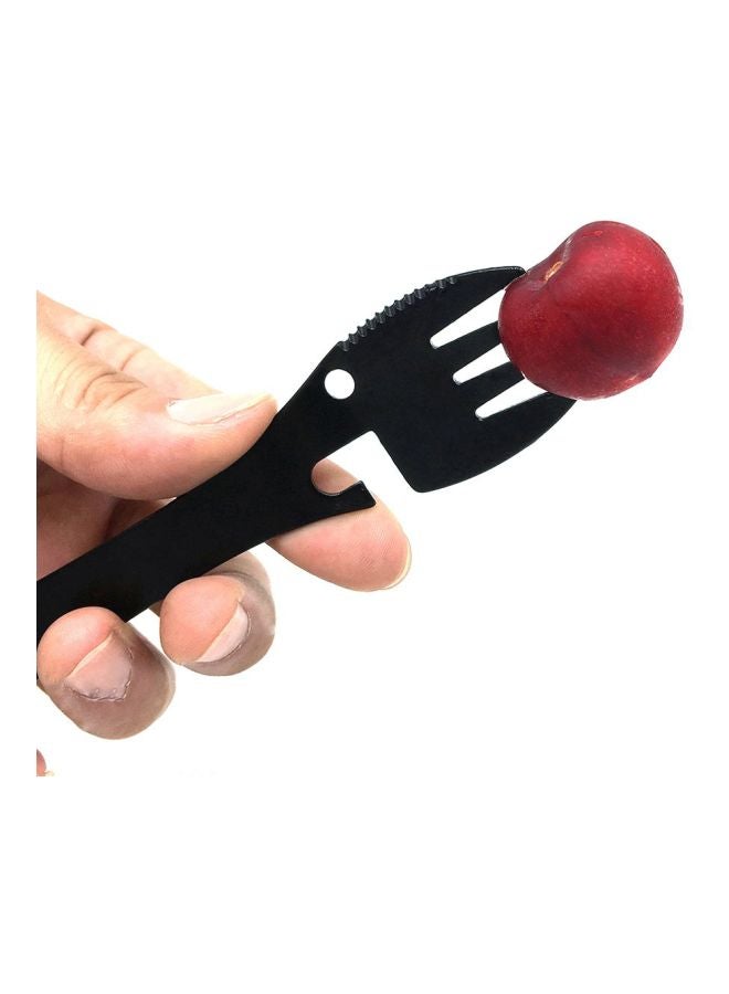 Generic - 3-In-1 Stainless Steel Opener With Spoon And Fork Black 18x3.2x3.5cm - Image 1
