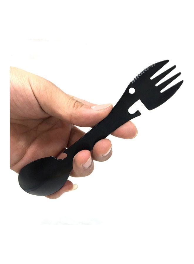 Generic - 3-In-1 Stainless Steel Opener With Spoon And Fork Black 18x3.2x3.5cm - Image 1