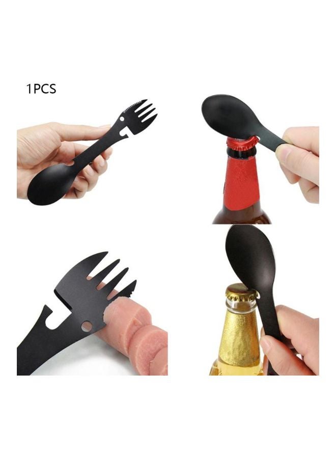 Generic - 3-In-1 Stainless Steel Opener With Spoon And Fork Black 18x3.2x3.5cm - Image 1