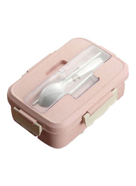 Insulated Lunch Box With Spoon And Chopsticks Pink 20.5x13x7cm