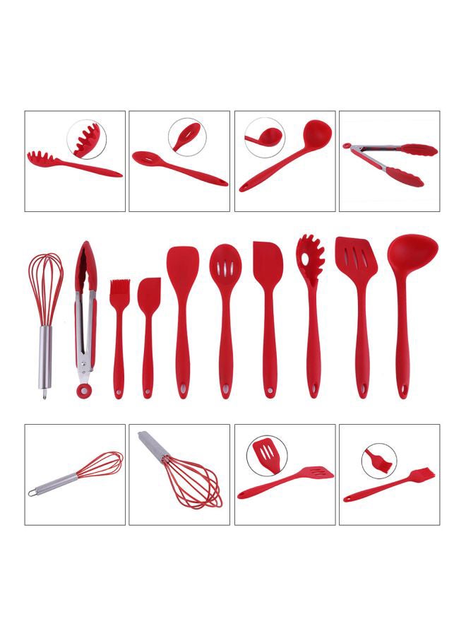 10-Piece Silicone Utensil Set Red - Image 5
