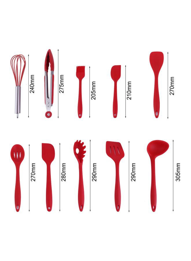 10-Piece Silicone Utensil Set Red - Image 2