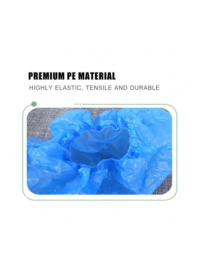 Pair Of 50 Disposable PE Shoes Covers Blue One Size - Image 2