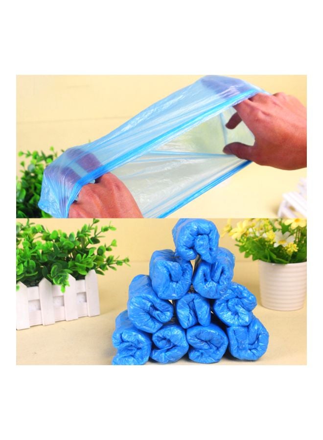 Pair Of 50 Disposable PE Shoes Covers Blue One Size - Image 5