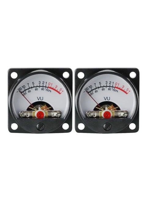 2-Piece Volume Unit Level Meter Black/White 10.5x7x7cm