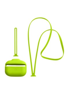 3-Piece Silicone Case With Strap For Apple AirPods Pro Fluorescent Green