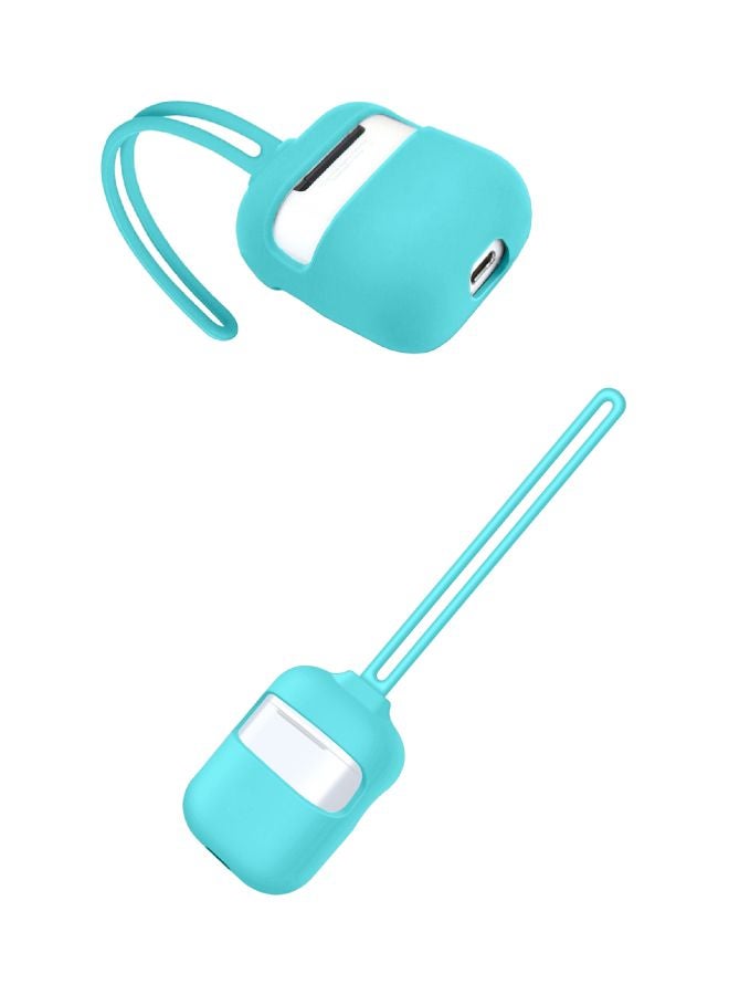 INEIX - 3-Piece Protective Case With Strap For Apple AirPods Cyan - Image 1
