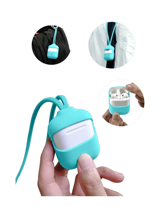 INEIX - 3-Piece Protective Case With Strap For Apple AirPods Cyan - Image 1