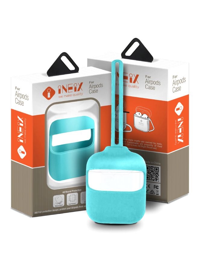 INEIX - 3-Piece Protective Case With Strap For Apple AirPods Cyan - Image 1