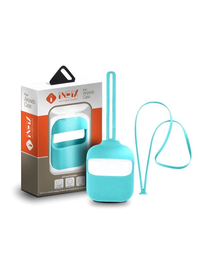 INEIX - 3-Piece Protective Case With Strap For Apple AirPods Cyan - Image 1