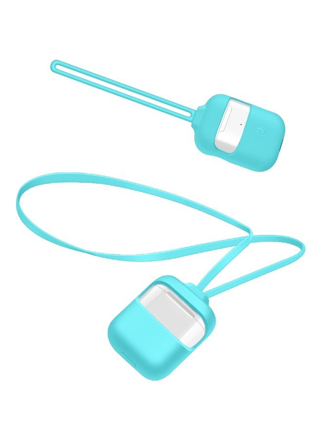 INEIX - 3-Piece Protective Case With Strap For Apple AirPods Cyan - Image 1