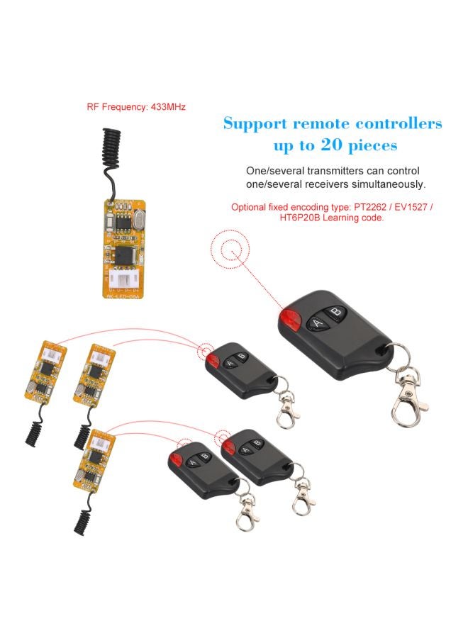 Smart Home Mini Relay Wireless RF Remote Control Switch Set Black/Yellow/Blue