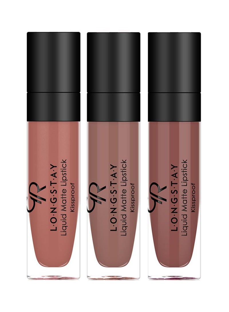 Golden Rose 3-Piece Longstay Liquid Matte Lipstick Mix 3 Multicolour (24,16,22)  - Image 1