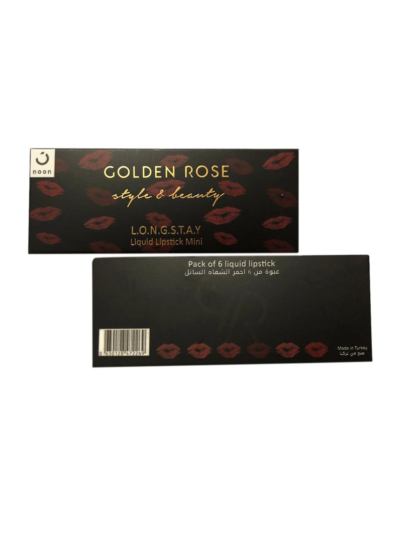 Golden Rose - 6-Piece Longstay Liquid Matte Lipstick Mini Multicolour - Image 1