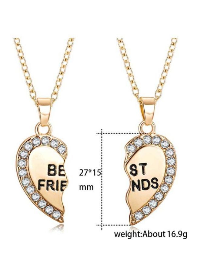 Beauenty - 2-Piece Zinc Alloy Best Friend Heart Pendant Necklace - Image 1