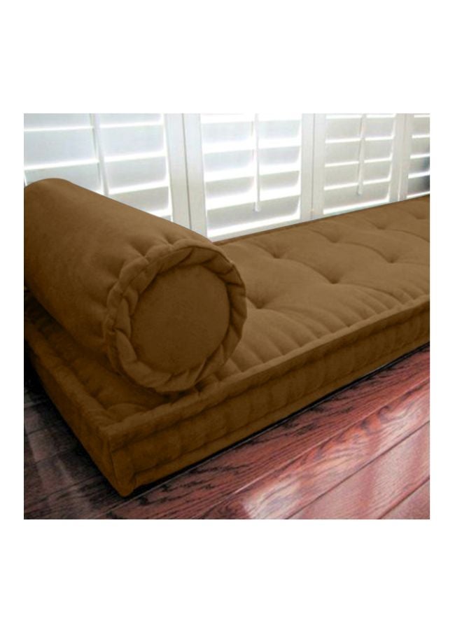 REGAL IN HOUSE Quilted Floor Cushion Velvet Brown 72x24x4centimeter  - Image 2