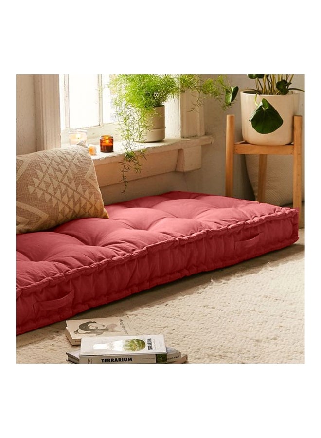 REGAL IN HOUSE Quilted Floor Cushion velvet Red 72x24x4cm  - Image 3