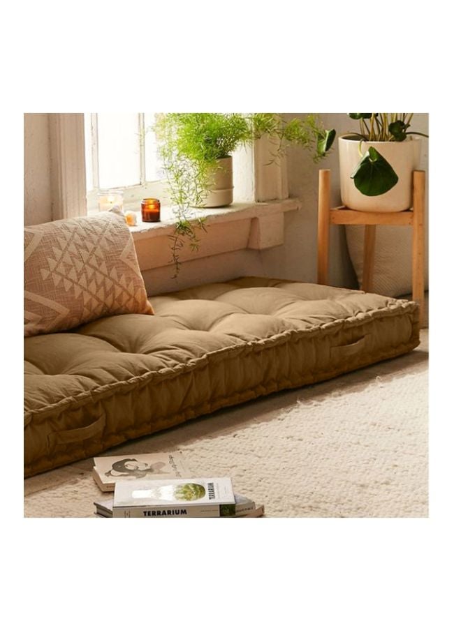 REGAL IN HOUSE Quilted Floor Cushion Velvet Brown 72x24x4centimeter  - Image 3