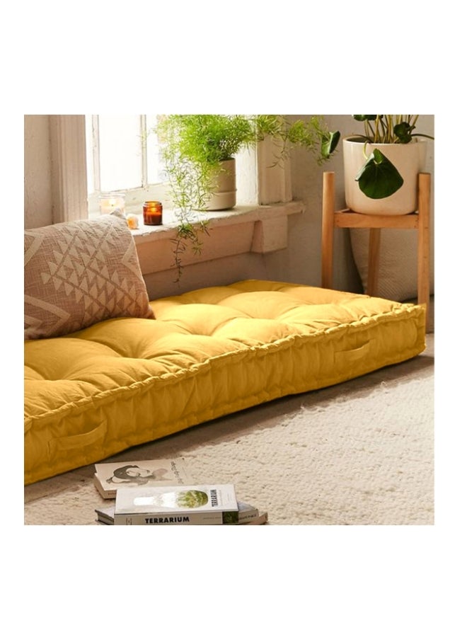 Quilted Floor Cushion Velvet Camel 72x24x4centimeter - v1589785097/N37812478A_3