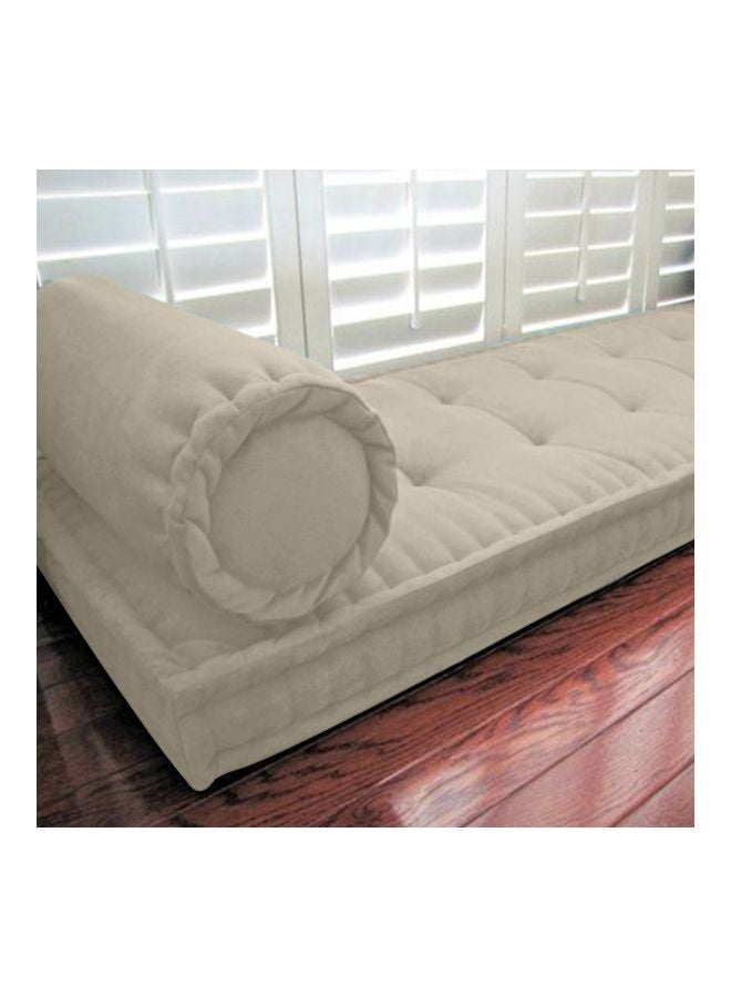 REGAL IN HOUSE - Quilted Floor Cushion Velvet Light Grey 72x24x4centimeter - Image 1