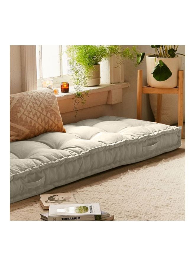 REGAL IN HOUSE - Quilted Floor Cushion Velvet Light Grey 72x24x4centimeter - Image 1