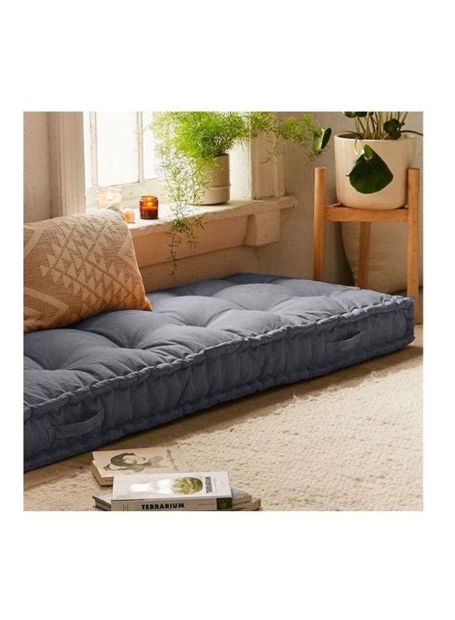 REGAL IN HOUSE Quilted Floor Cushion Velvet Grey 72x24x4cm  - Image 3