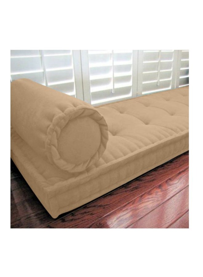REGAL IN HOUSE - Quilted Floor Cushion velvet Beige 72x24cm - Image 1