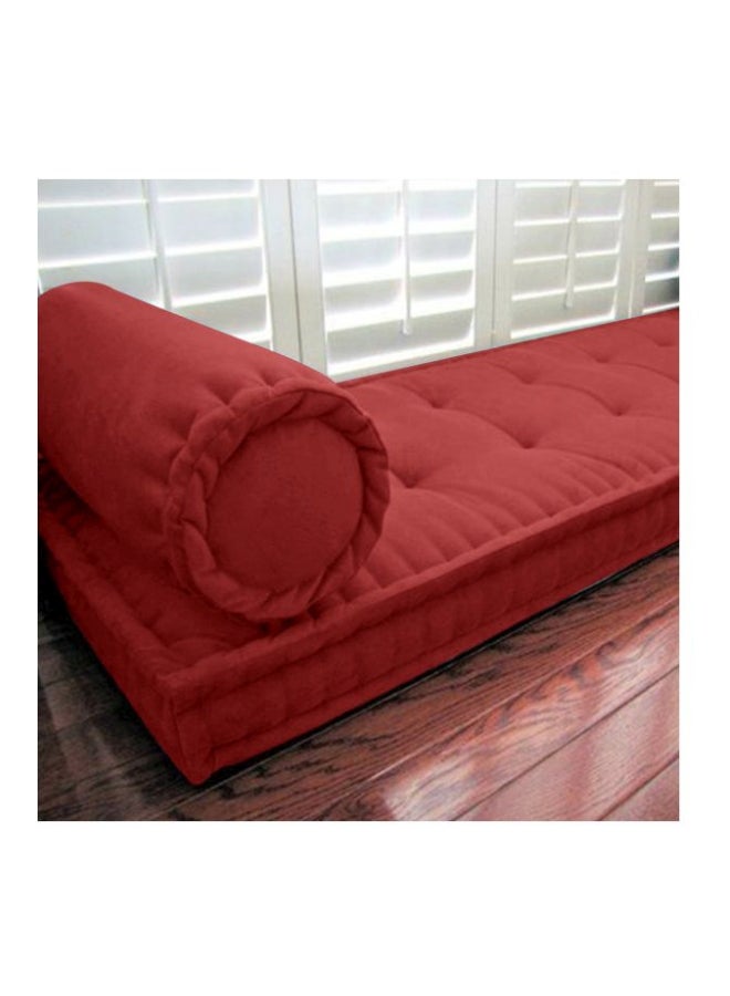 REGAL IN HOUSE - Quilted Floor Cushion velvet Red 72x24cm - Image 1
