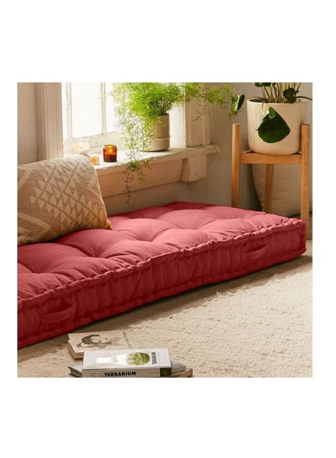 REGAL IN HOUSE - Quilted Floor Cushion velvet Red 72x24cm - Image 1
