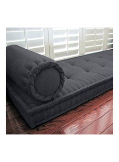REGAL IN HOUSE Quilted Floor Cushion Velvet Grey 72x24centimeter  - Image 2