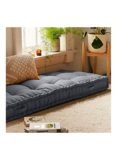 REGAL IN HOUSE Quilted Floor Cushion Velvet Grey 72x24centimeter  - Image 3