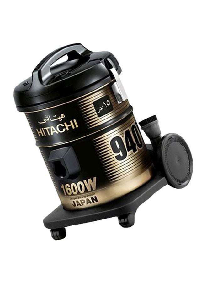 هيتاشي مكنسة كهربائية بحاوية بقدرة 1600 وات 15 L 1600 W CV-940Y SS220 BK أسود  - Image 2